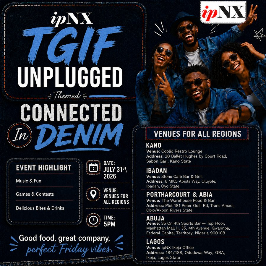 ipNX TGIF Unplugged — Connected in Denim event flyer